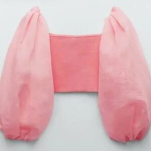 Zara Pink Organza Knit Top